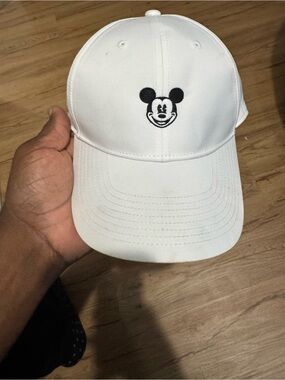 Disney White Baseball Cap with Black Mickey Face